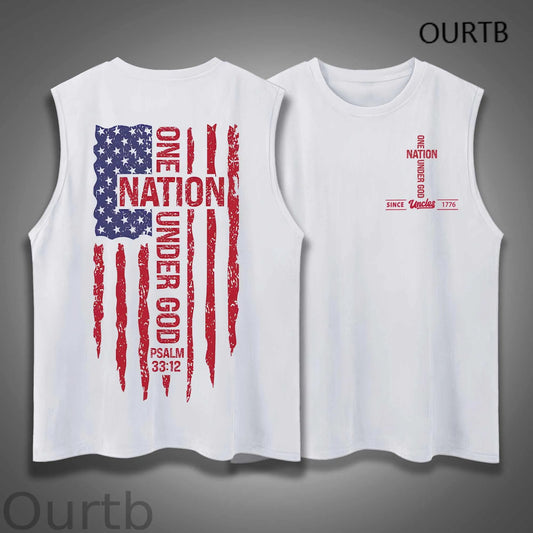 Uncle Since 1776 One Nation Under God USA Independence Day Funny Adult Discomfort Art Print Cotton Sleeveless Tank Tops