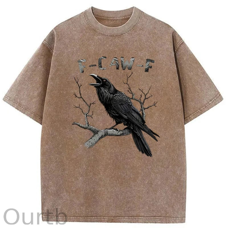 F-Caw-F Crow Washed Cotton T-Shirt