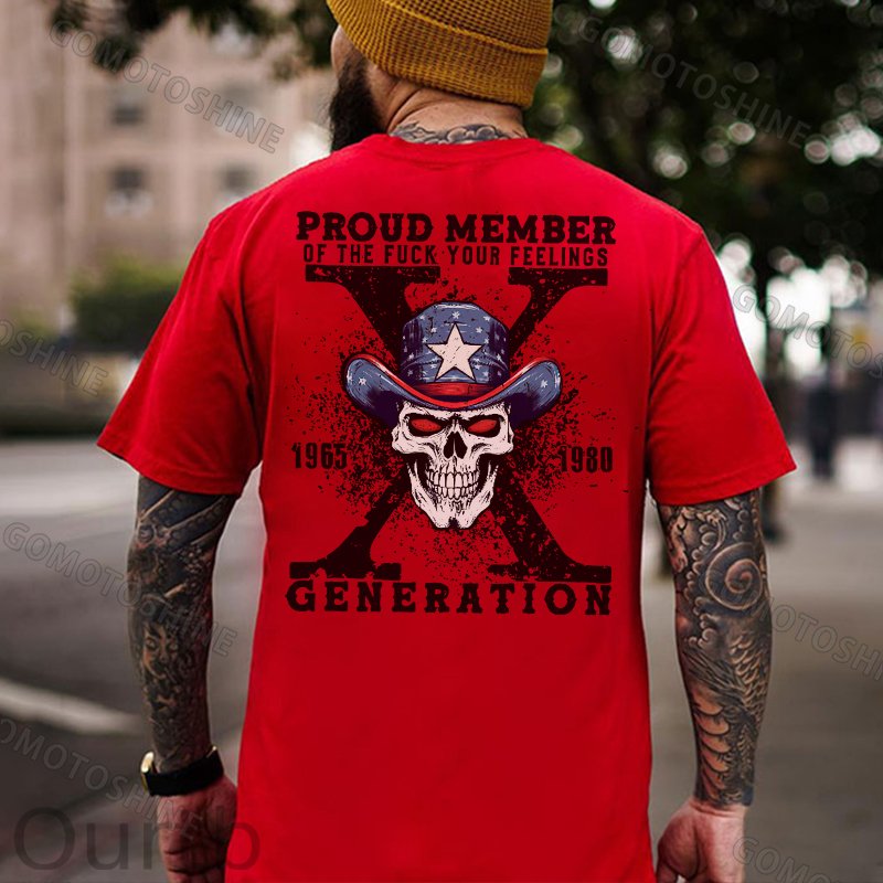 PROUD MEMBER GENERATION Skull Print Men's T-shirt