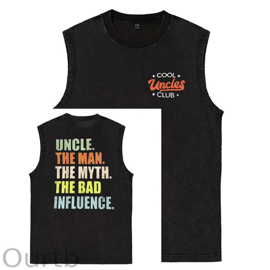 Cool Uncles Club Pattern Sleeveless Cotton Washed Printed Loose Vest