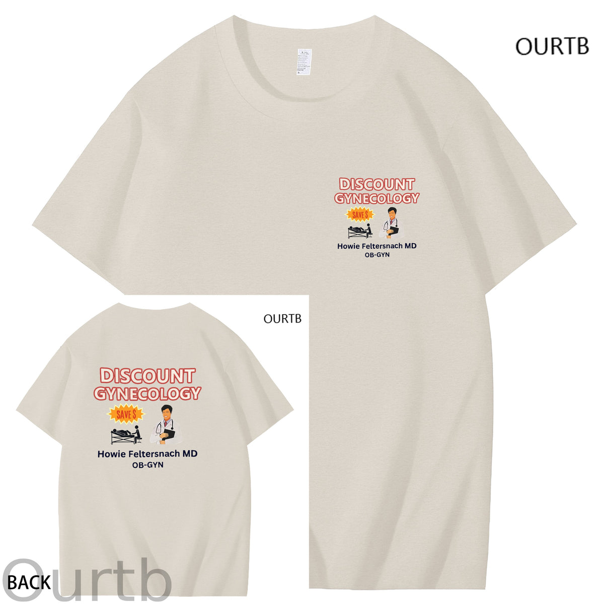 Discount Gynecology Howie Feltersnach MD OB-GYN Art Pattern Print T-Shirt