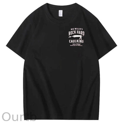 Big Willie’s Rock Pattern Print Crew Neck T-Shirt