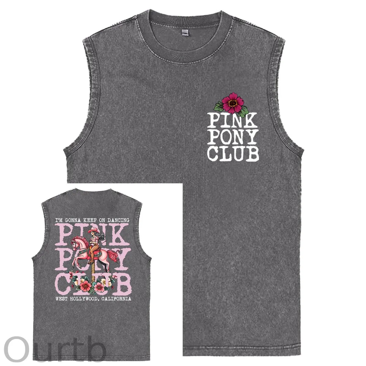 I'm Gonna Keep On Dacing Print Washed Cotton Sleeveless Tank Tops