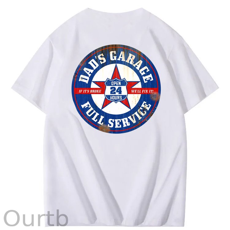 Dad's Garage Full Service If It's Broke We'll Fix It Printed Men's T-shirt
