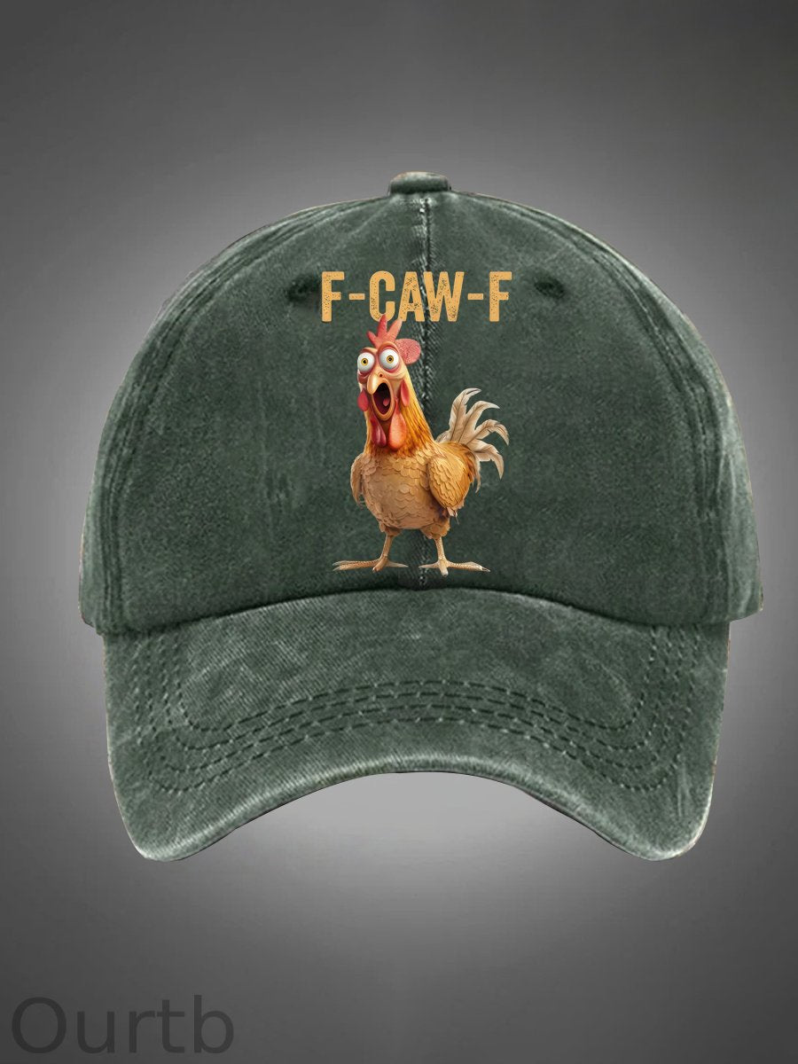 F-Caw-F Chicken Pattern Washed Hats