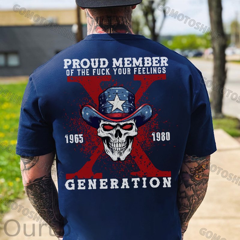 PROUD MEMBER GENERATION Skull Print Men's T-shirt
