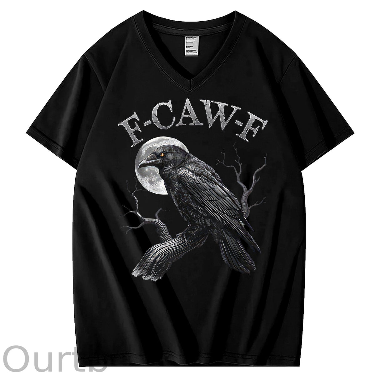 F-Caw-F Crow 100% Cotton V Neck T-Shirt