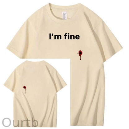 I'm Fine Pattern100% Cotton T-Shirt