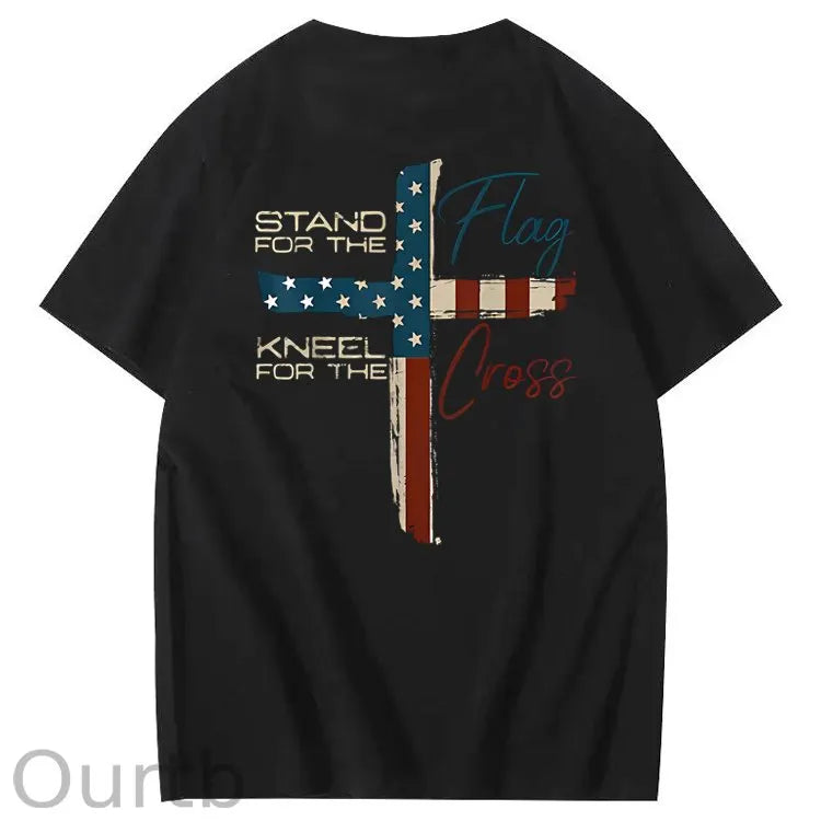 Stand For The Flag Kneel For The Cross 4th Of July T-Shirt