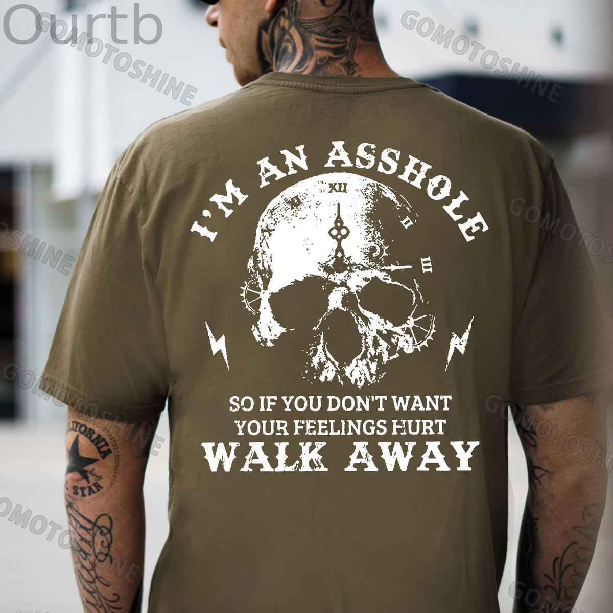 I'M AN ASSHOLE WALK AWAY Skull Print Men's T-shirt