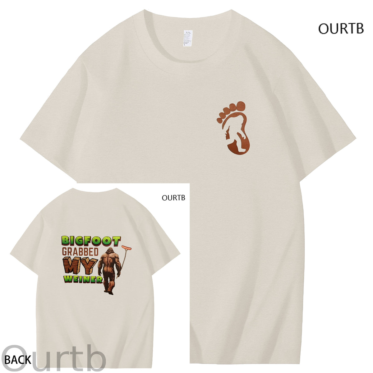 Bigfoot Grabbed My Weiner Art Pattern Print T-Shirt