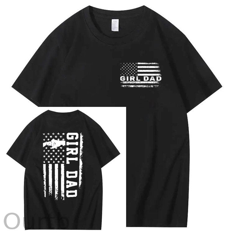 Girl Dad Pattern Print 100%Cotton T-Shirt