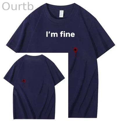 I'm Fine Pattern100% Cotton T-Shirt