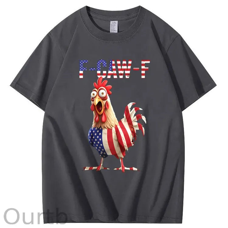 F-Caw-F America Flag Chicken  Pattern100% Cotton T-Shirt
