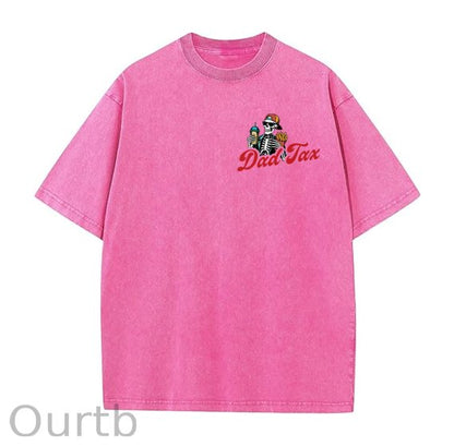 Dad Tax Washed And Distressed Pattern Crew Neck T-Shirt