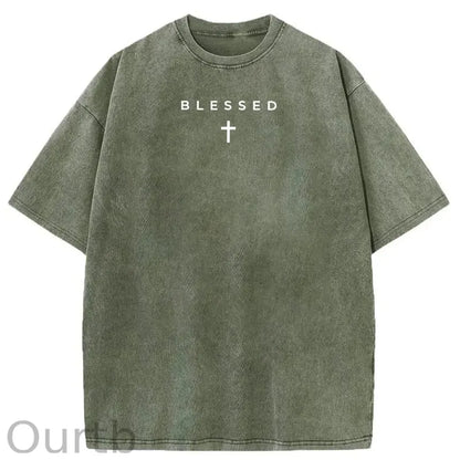 Men's Cross & Letter Print Round Neck Tee, Casual Street Short Sleeve T-shirt for Summer, Men's Top for Daily Wear