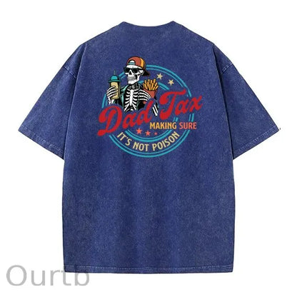 Dad Tax Washed And Distressed Pattern Crew Neck T-Shirt