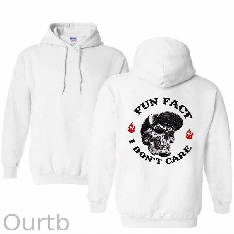 Fun Fact I Don't Care Print Hoodie
