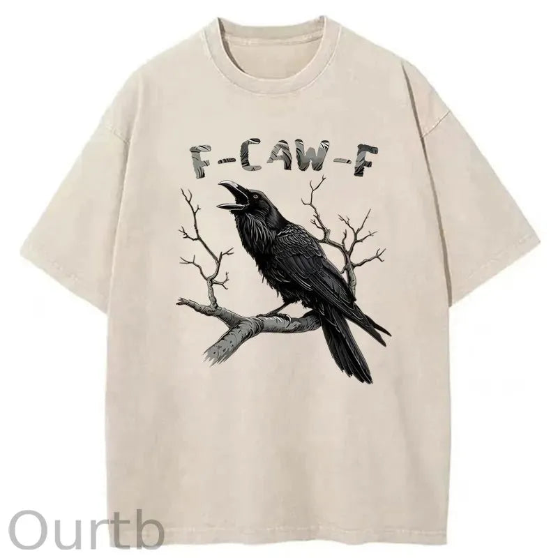 F-Caw-F Crow Washed Cotton T-Shirt