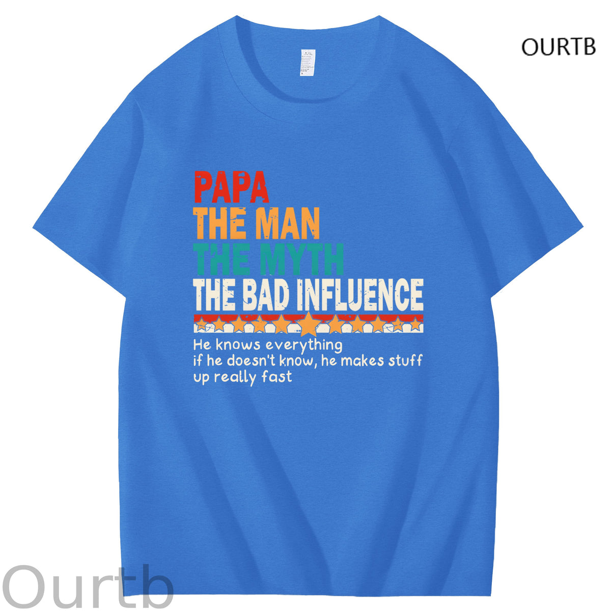 Papa The Man The Myth The Bad Influence Art Pattern Print T-Shirt