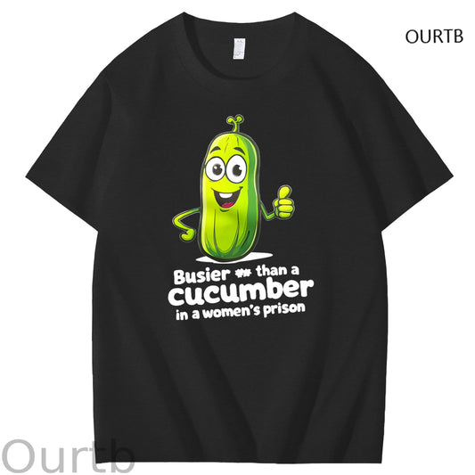 Busier Than A Cucumber In A Women's Prison Art Pattern Print T-Shirt