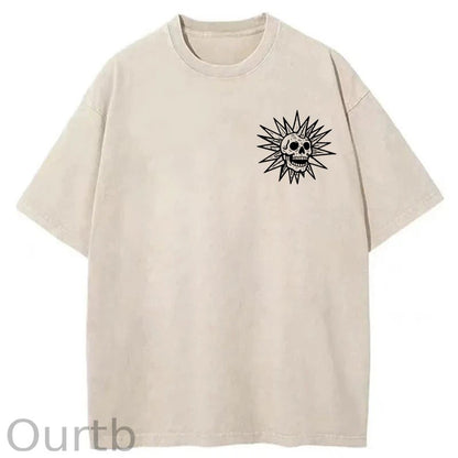 Spooky Island Cartoon Halloween Washed Cotton T-Shirt