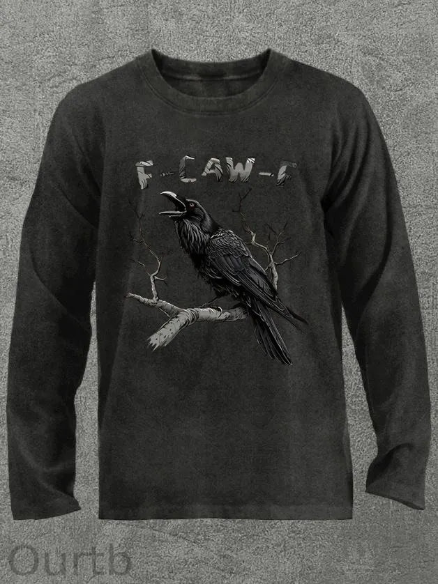 F-Caw-F Crow Cotton Blend Long Sleeve T-Shirt