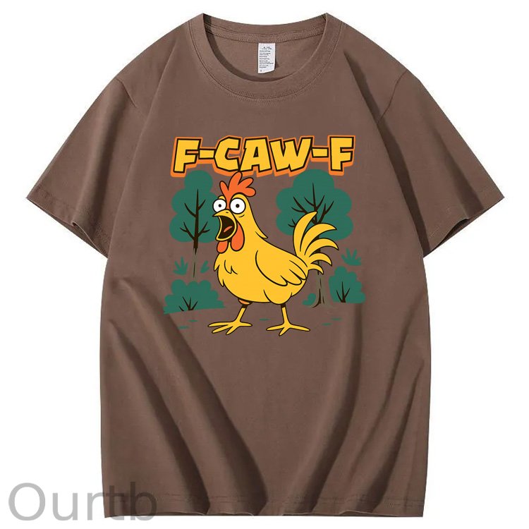 F-Caw-F Crazy Shock Chicken Pattern100% Cotton T-Shirt