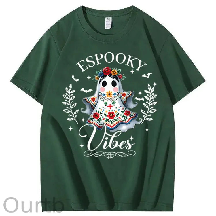 Halloween Espooky Vibes Mexican Boo Ghost 100% Cotton T-Shirt