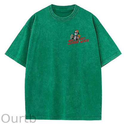 Dad Tax Washed And Distressed Pattern Crew Neck T-Shirt