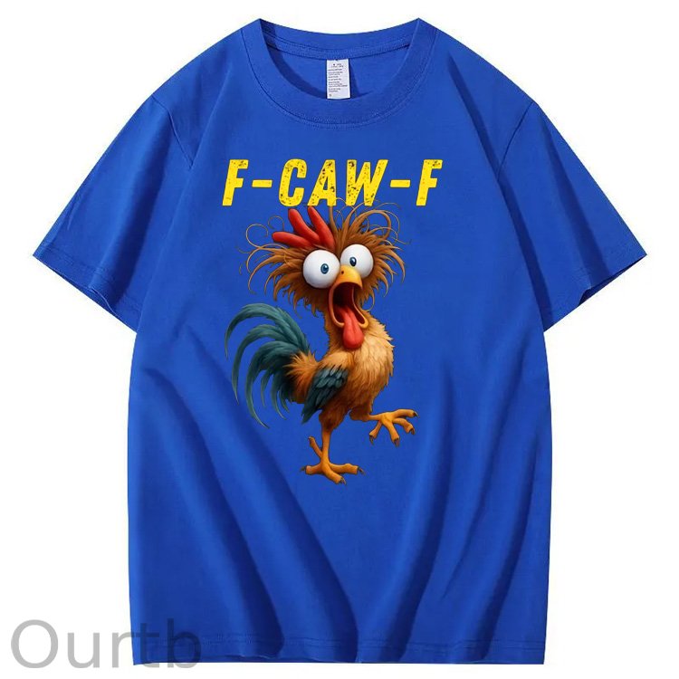 F-Caw-F Crazy Chicken Pattern100% Cotton T-Shirt