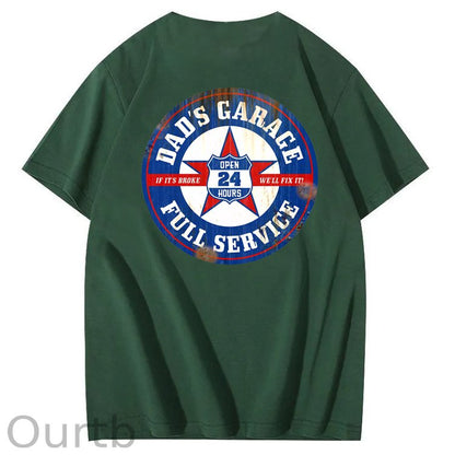 Dad's Garage Full Service If It's Broke We'll Fix It Printed Men's T-shirt