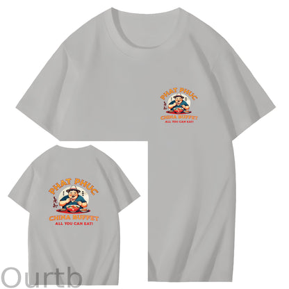 Phat Phuc China Buffet Art Pattern Print T-Shirt