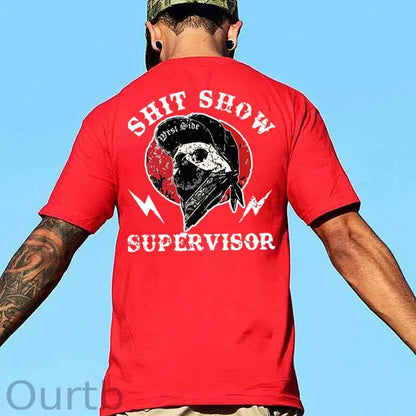 SHIT SHOW SUPERVISOR Skull White Print T-Shirt