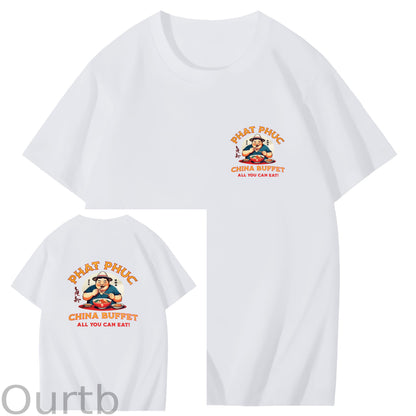 Phat Phuc China Buffet Art Pattern Print T-Shirt