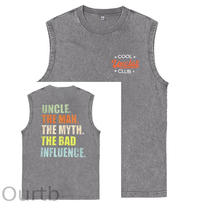 Cool Uncles Club Pattern Sleeveless Cotton Washed Printed Loose Vest