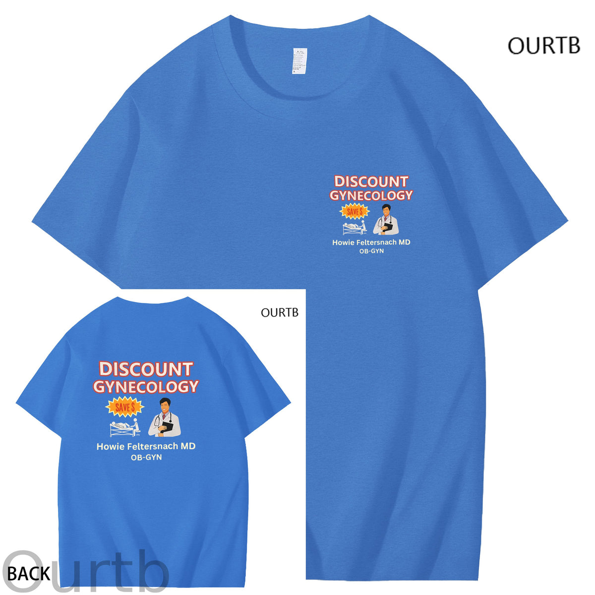 Discount Gynecology Howie Feltersnach MD OB-GYN Art Pattern Print T-Shirt