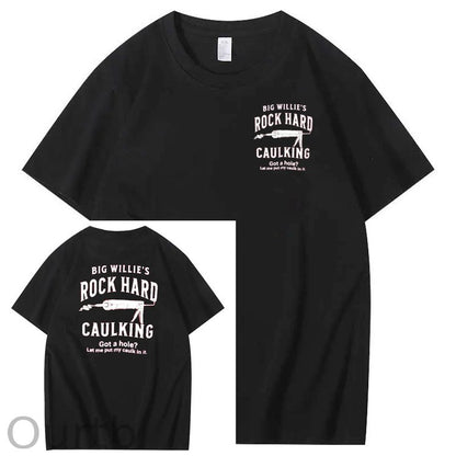 Big Willie’s Rock Pattern Print Crew Neck T-Shirt