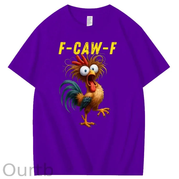F-Caw-F Crazy Chicken Pattern100% Cotton T-Shirt