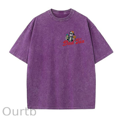 Dad Tax Washed And Distressed Pattern Crew Neck T-Shirt