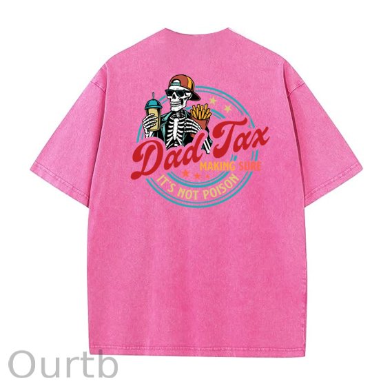 Dad Tax Washed And Distressed Pattern Crew Neck T-Shirt