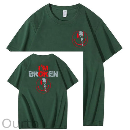 I'm Broken Skull Smile Pattern 100% Cotton T-Shirt
