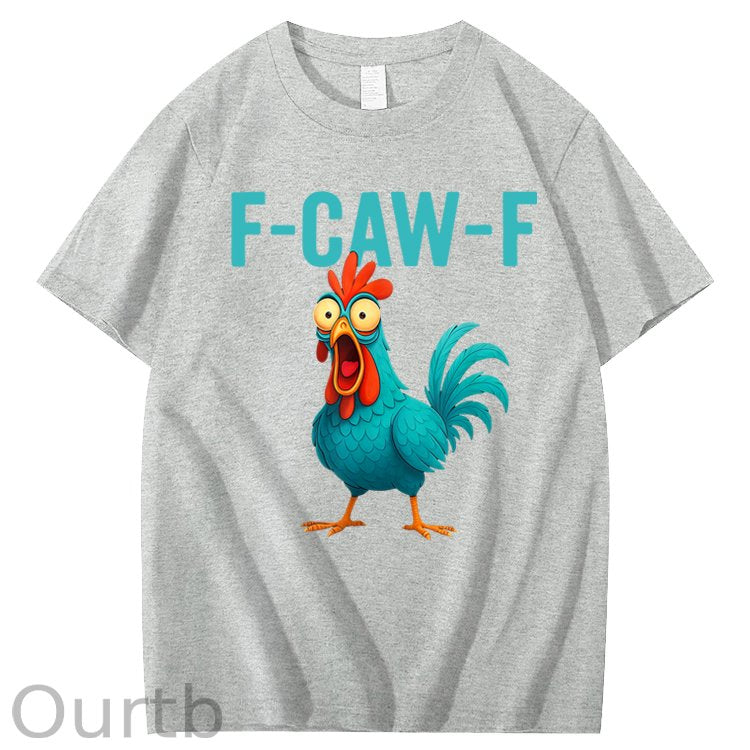 Funny Rooster Chicken F-Caw-F Chicken 100% Cotton T-Shirt
