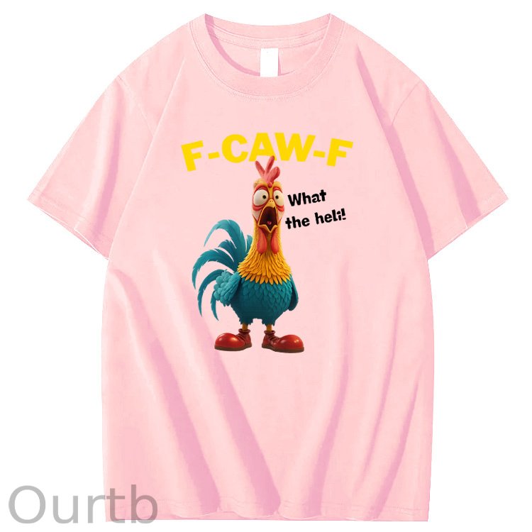 F-Caw-F What The Heli Carzy Chicken Pattern100% Cotton T-Shirt