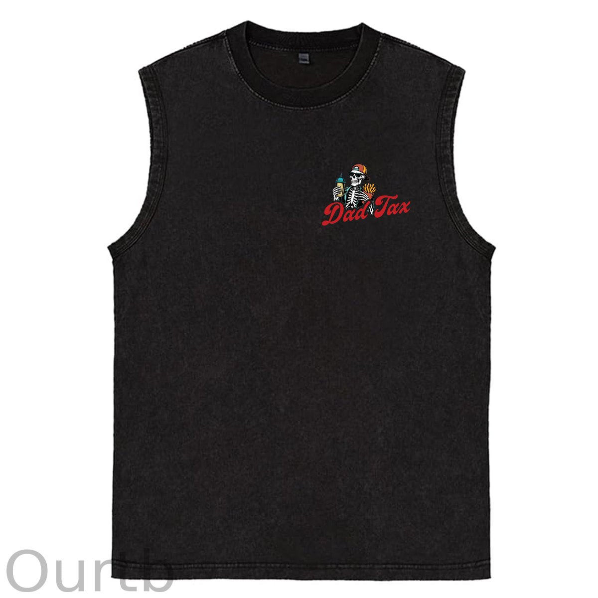 Dad Tax Pattern Sleeveless Cotton Washed Printed Loose Vest