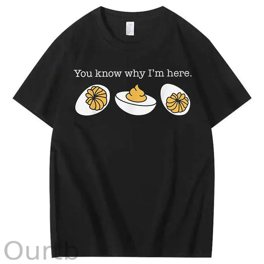 Retro Thanksgiving Dinner You Know Why I'm Here Deviled Egg 100% Cotton T-Shirt
