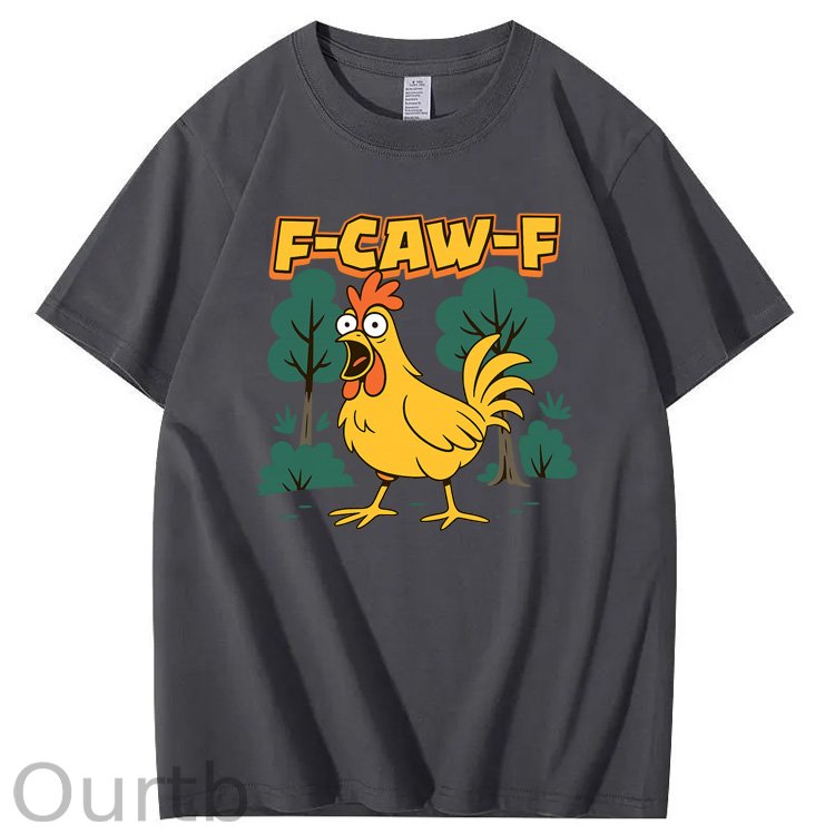 F-Caw-F Crazy Shock Chicken Pattern100% Cotton T-Shirt