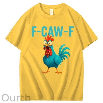 Funny Rooster Chicken F-Caw-F Chicken 100% Cotton T-Shirt