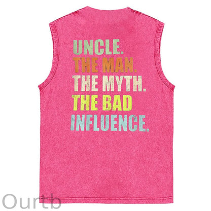 Cool Uncles Club Pattern Sleeveless Cotton Washed Printed Loose Vest