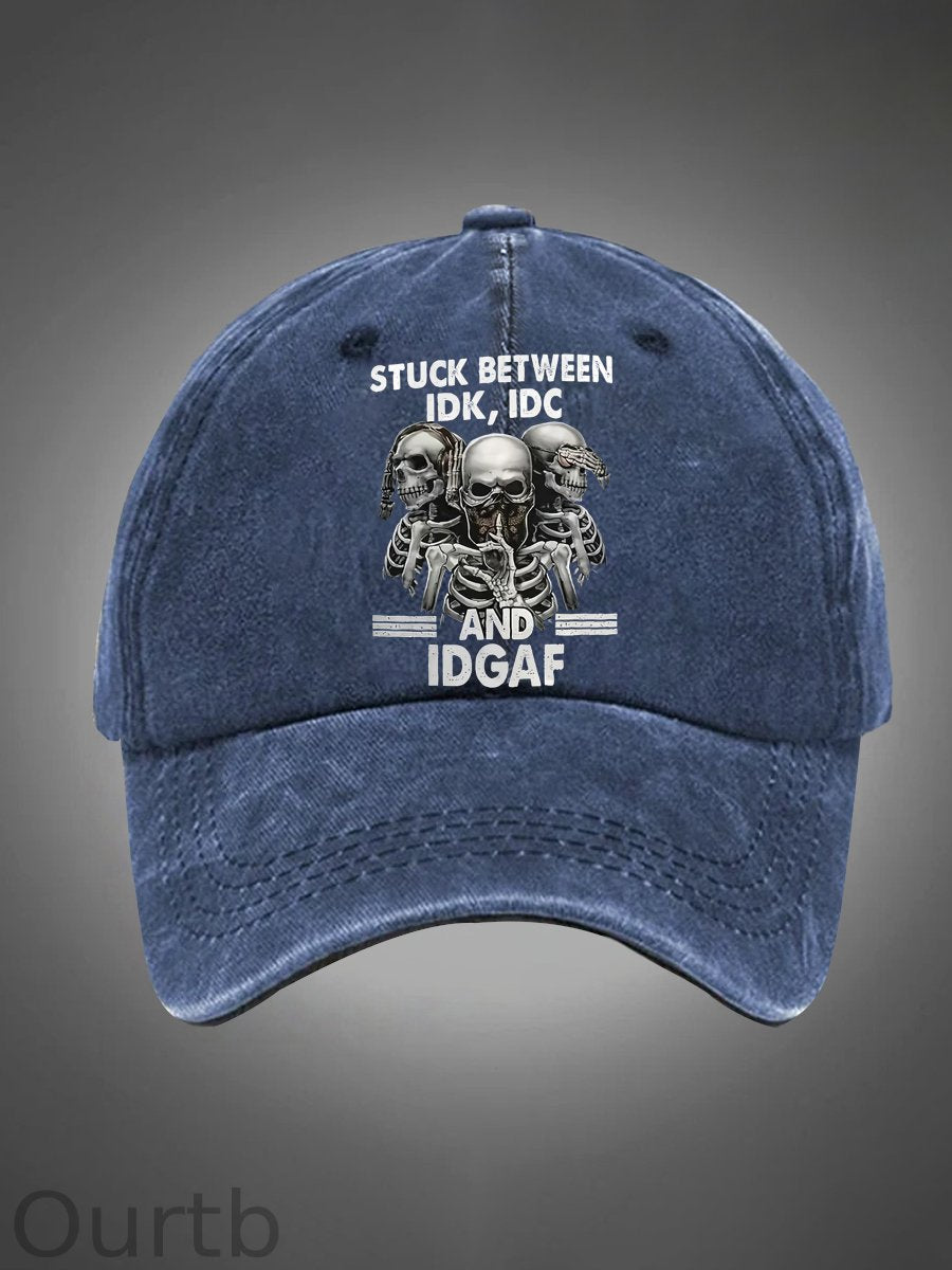 Stuck Between IDK IDC And IDGAF Pattern Washed Hats